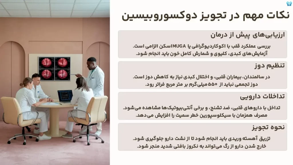 نکات مهم در تجویز دوکسوروبیسین